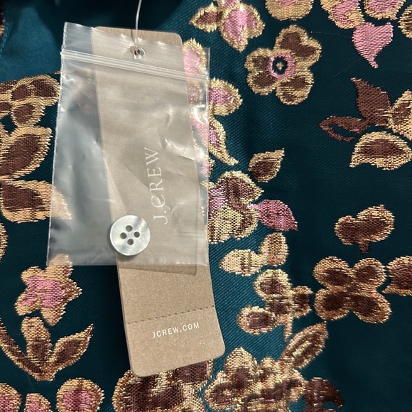 J. Crew Collection Womens Emerald Green Floral Brocade Top Size S $148 - Picture 4 of 7